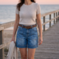 🩳 50% RABATT NU! 👖 Bermudashorts i Denim för Damer – Stretchiga & Bekväma – Perfekt för Sommaren – Medelhög Midja & Fickor 🌸
