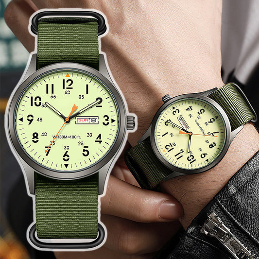 ⌚ 40% RABATT NU! ✨ Herr Kvartsur med Lysande Display – Dubbelt Lysande & Datumfönster – 30M Vattenresistent – Perfekt för Vardag & Smart-Casual 🌙