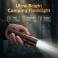 Kraftfull uppladdningsbar LED-ficklampa med teleskopisk zoom för camping