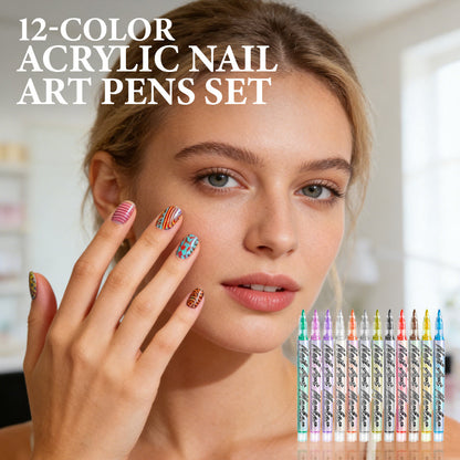 🎨50 % RABATT NU!💅12-färgade akrylpenna för nagelkonst✨livfulla pigment, fina spetsar och enkla DIY-mönster🖌️