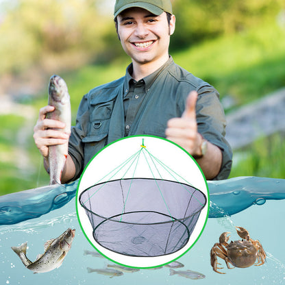 🎣 Fånga enklare från land och båt – hopfällbart lyftnät med rep för smidigare fiske