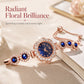Elegant damklocka med strass och blommig bezel