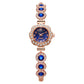 Elegant damklocka med strass och blommig bezel