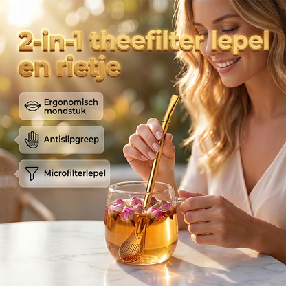 2-i-1 tefilter, sked och sugrör
