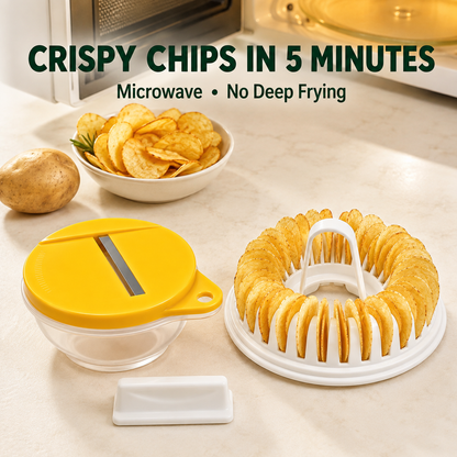 🥔 50% RABATT NU! 🍟 DIY-maskin för potatischips till mikrovågsugn – med potatisskärare, oljefria, krispiga & hälsosamma hemmagjorda snacks 🥗✨