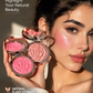 Flower Knows Strawberry Rococo Embossed Blush, matt puderrouge i nyansen Mauve Berry Rose för kinderna, ansiktsmakeup som går att bygga upp och blanda ut