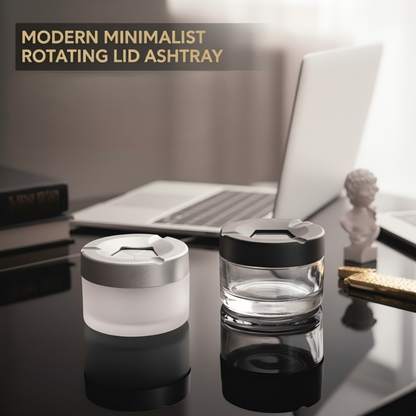 Modern minimalistisk askkopp med roterande lock