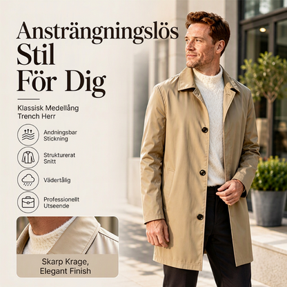 🍂Höstens bästsäljare|Klassisk Herrrock i Medellängd – Elegant Enkelknäppt Design för Höst & Vinter