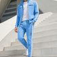 New Look 💫 Herrset med geometriskt mönster, jacka med genomgående dragkedja och byxor – bekvämt, snyggt och trendigt