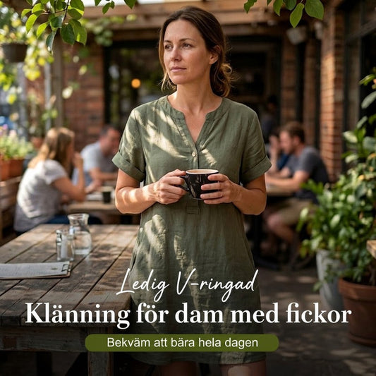 Casual tunika med V-ringning och fickor för dam