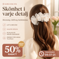 🌸 Koreansk hårklämma i form av en banan med blommig tyll