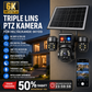 "🌞 360° Solpowerad Övervakning | 3-skärms Realtidsvisning 🌐 | 0 Elräkning 💚"