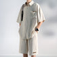 Cool Ice Silk 2-delad kortärmad skjorta och shorts för män